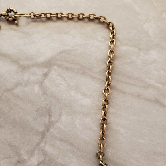 💙 J.Crew Enamel Rhinestones Crystals Pave Antique Mini Statement Necklace 💙 - Picture 5 of 16